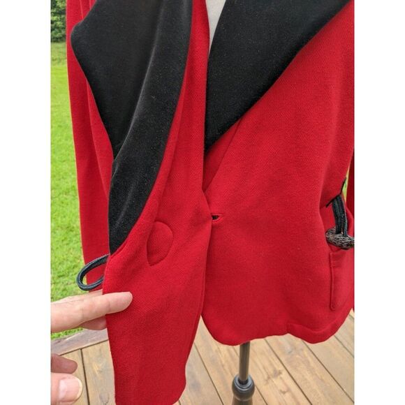 LAUREN RALPH LAUREN Red Jacket Velour Shawl Collar Toggle Closure L - Picture 6 of 12